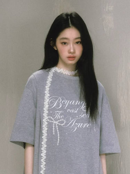 Round neck printed oversized T-shirt