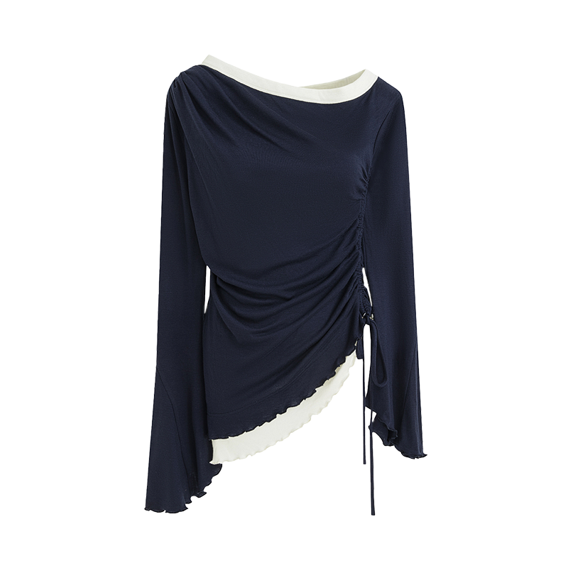 Autumn Slanted Shoulder Knit Slacks Set-Up