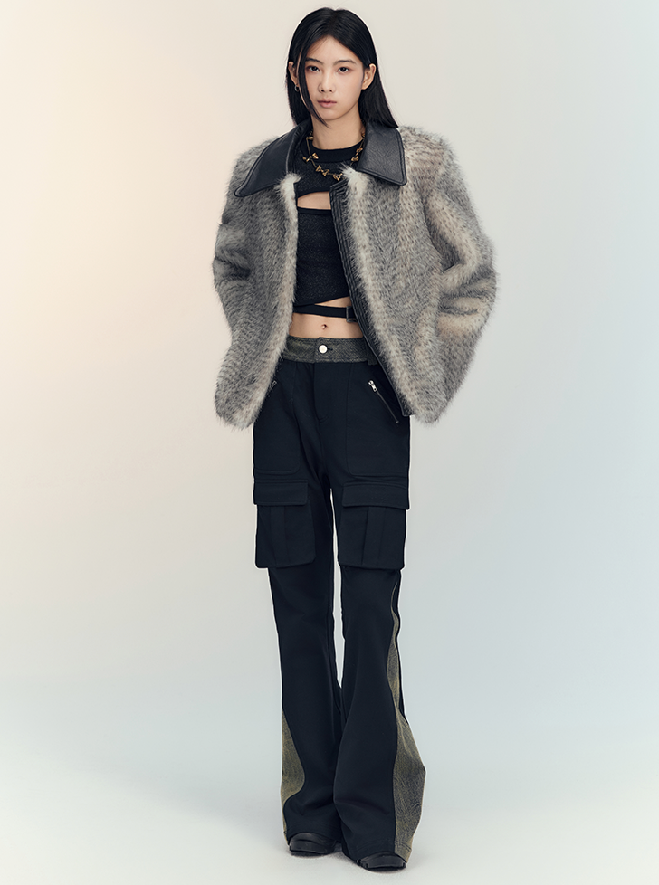 gradient ring fur jacket