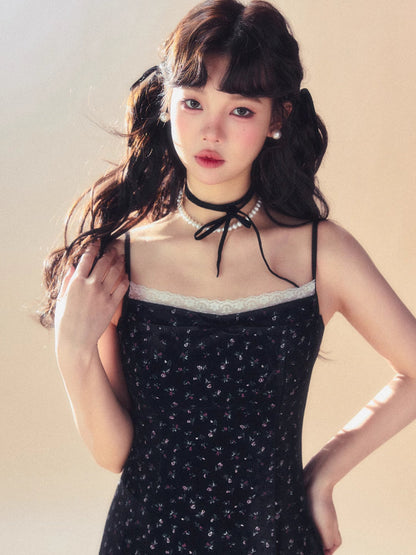 Velvet suspender dress