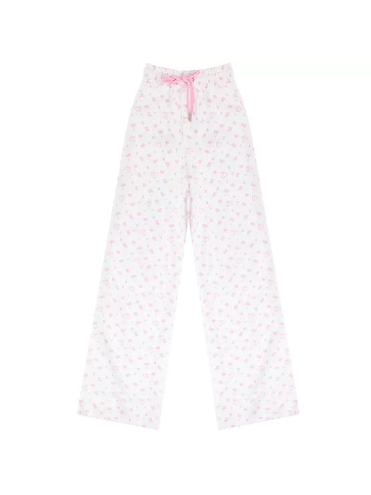 Rabbit floral pink casual pants