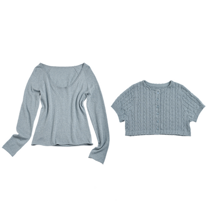 Twisted Pattern Cardigan Set