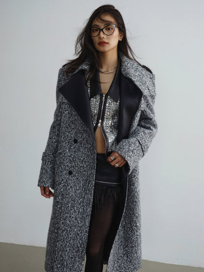 Retro woolen long coat