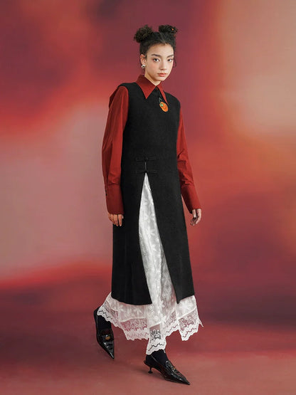 Chinese embroidery vest dress