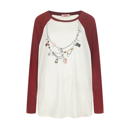 Contrasting Raglan Sleeve Top
