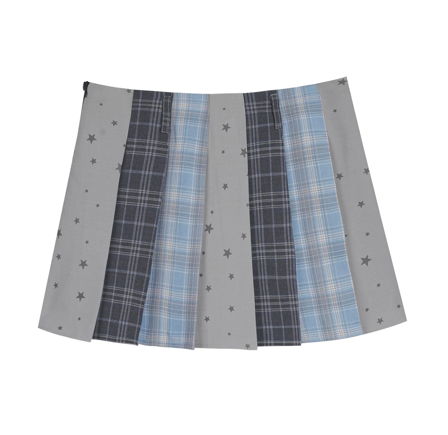 Patchwork Pleated Short Skirt