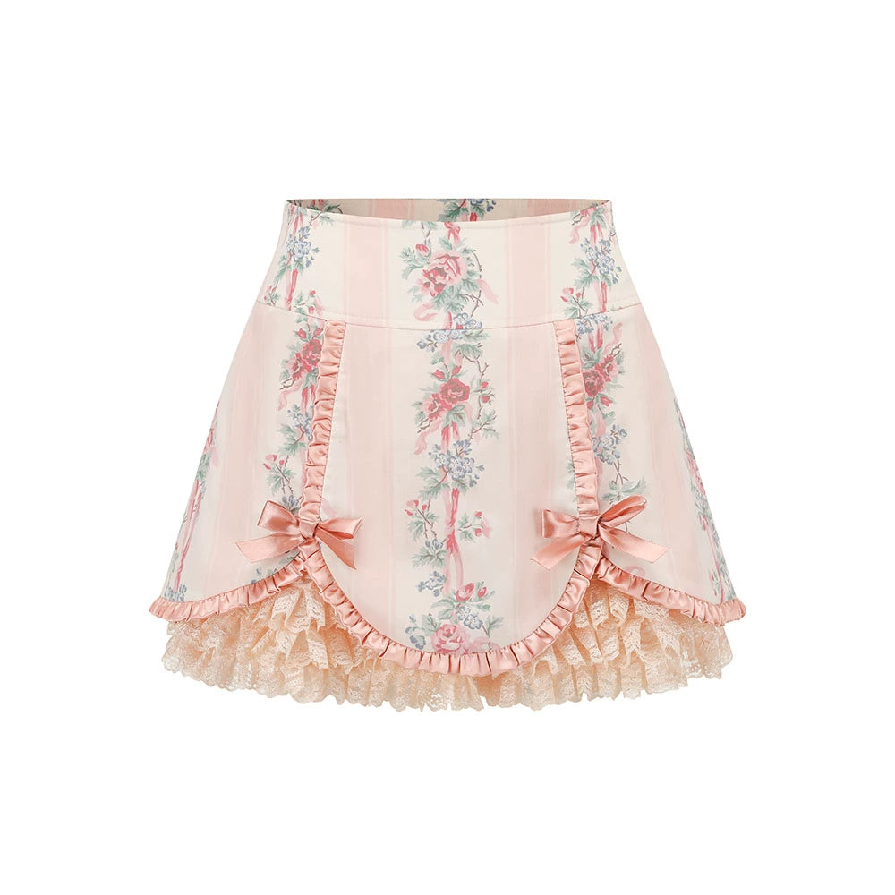 Berry Knit Lace Top Skirt Set-Up