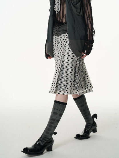 Polka dot pleated skirt