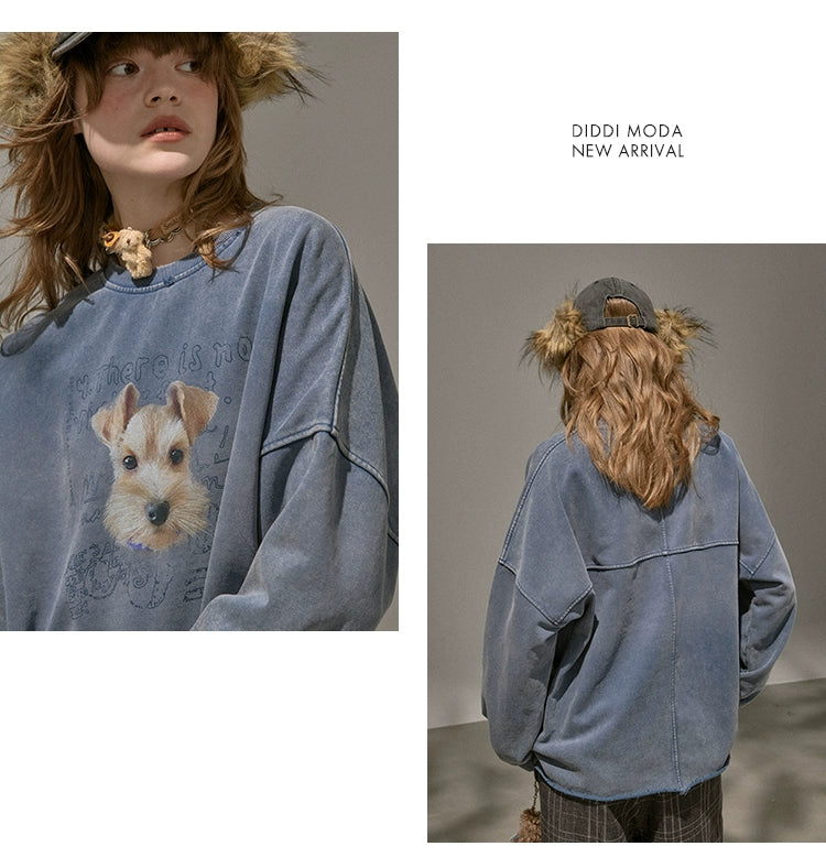 Retro Mottled Graphic Sweatshirt