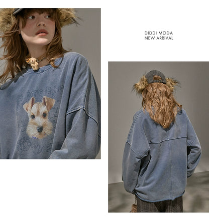 Retro Mottled Graphic Sweatshirt