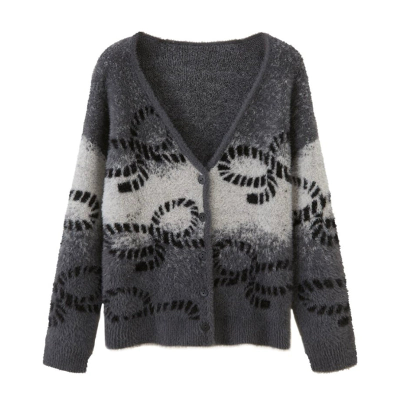 Gradient Knitted Loose Cardigan