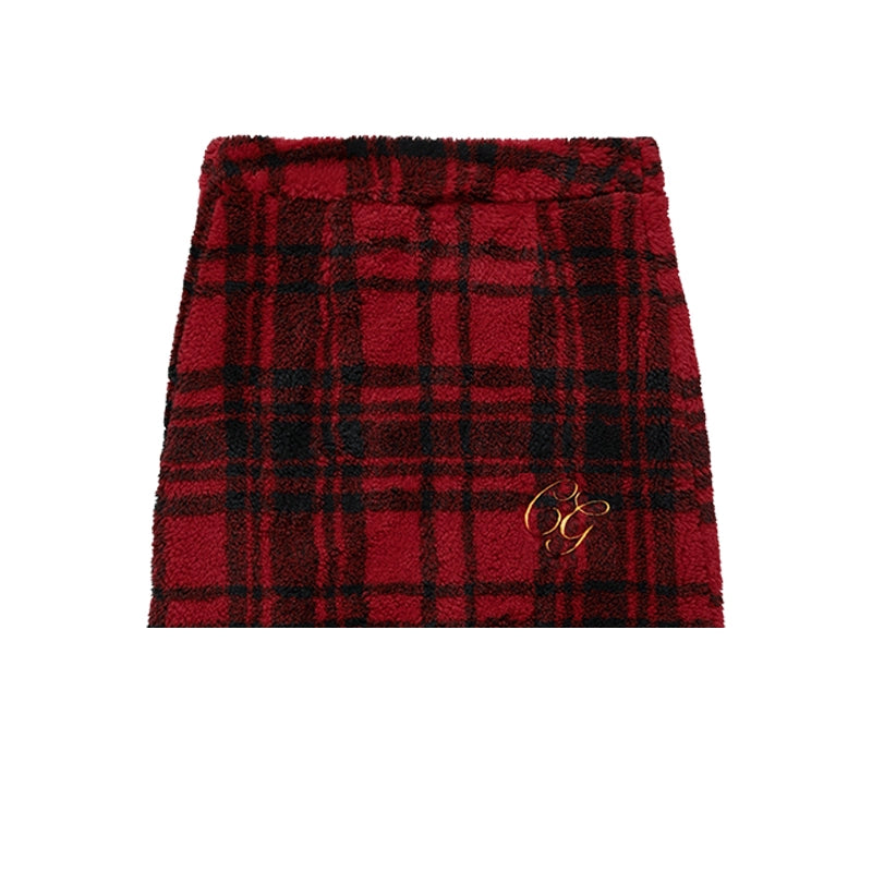 Soft Plaid Fleece Mini Skirt