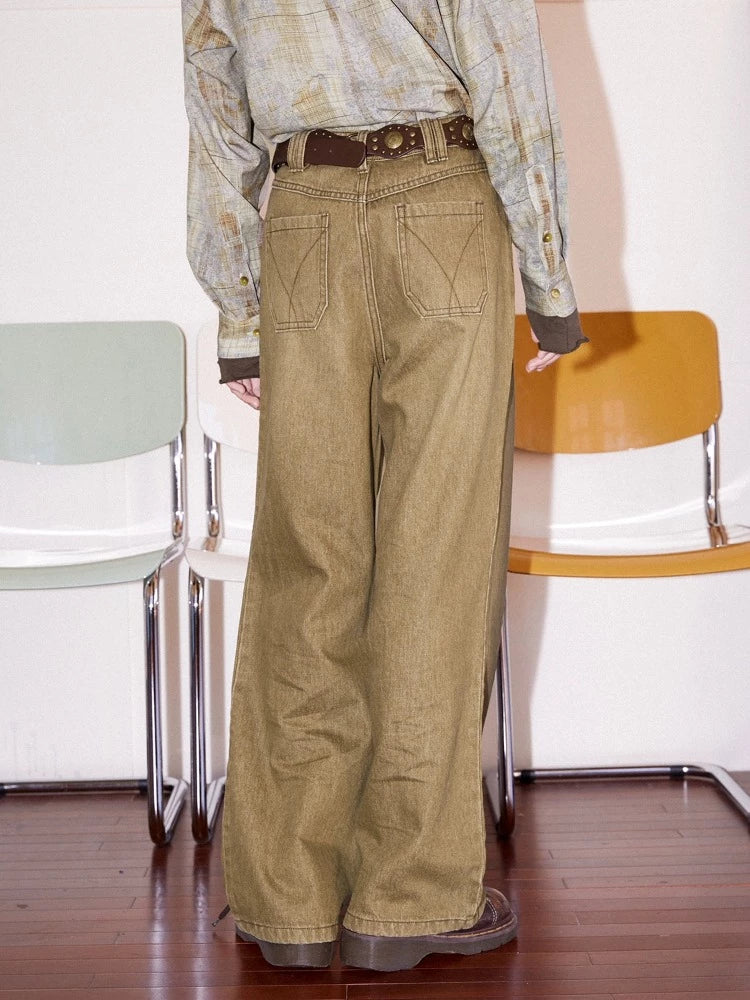 Retro loose straight pants