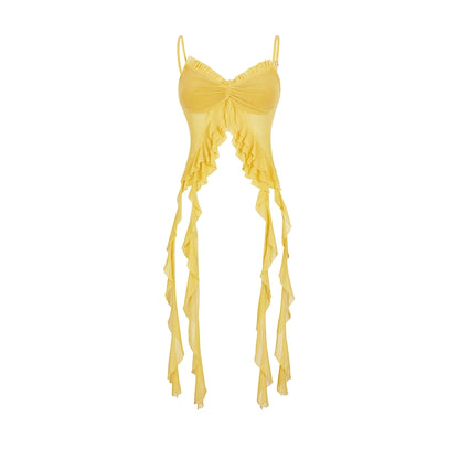 Ruffled Mesh Cami Top
