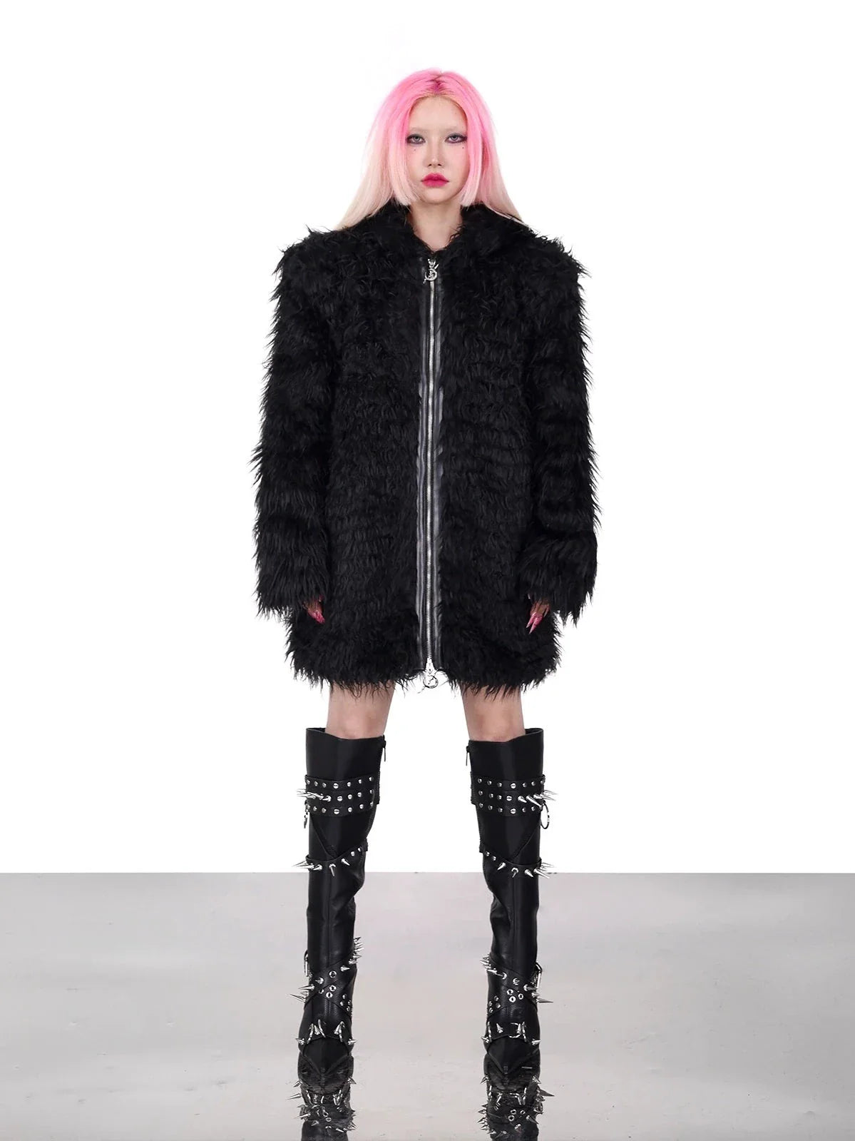 Cat Ear Demon Hooded Punk Fur Jacket