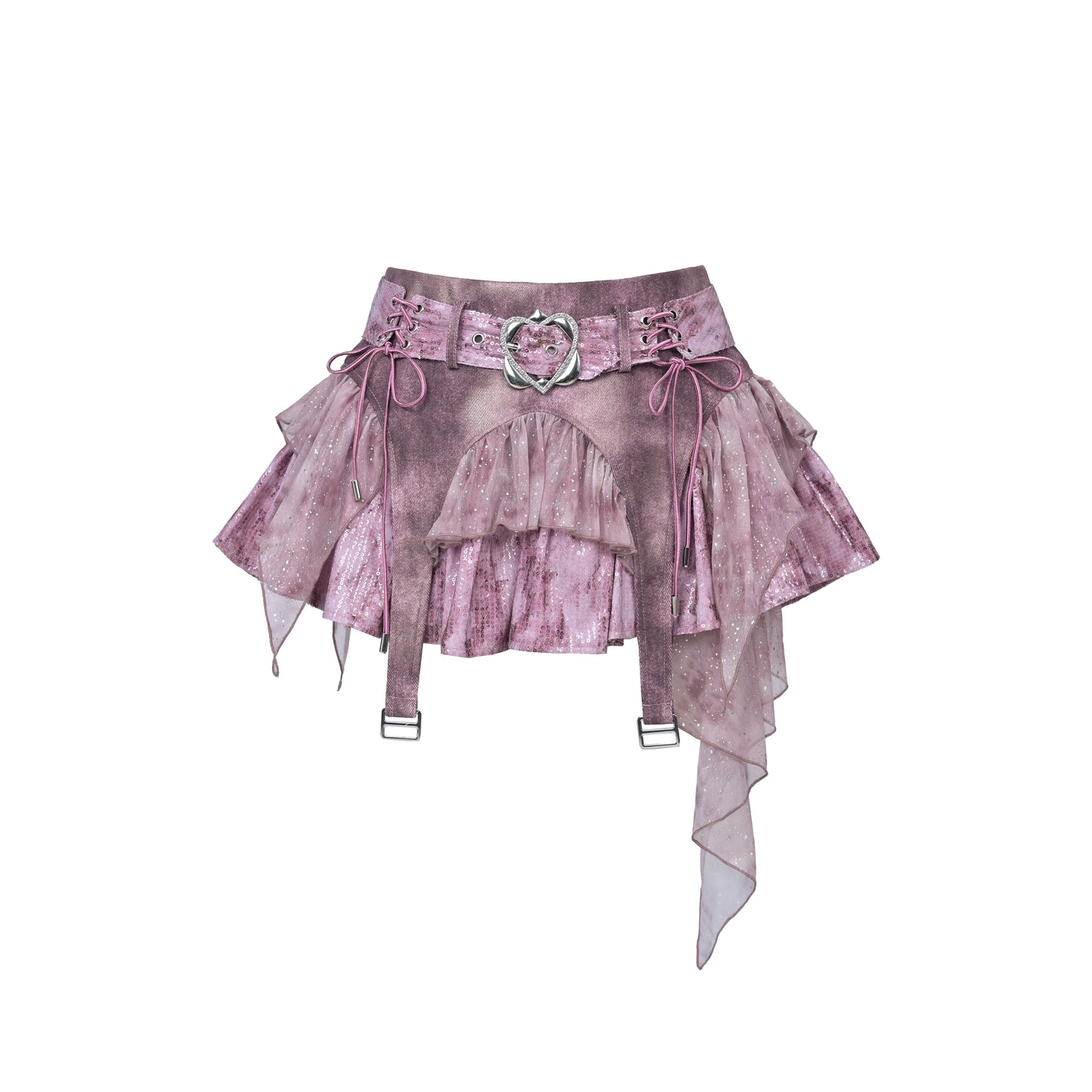 Butterfly Sequins Denim A-Line Skirt