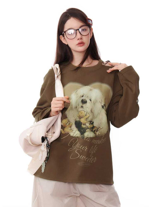 Retro off-shoulder long-sleeve T-shirt