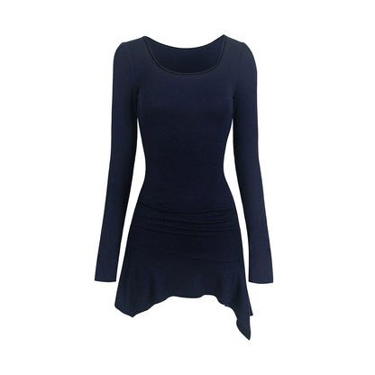 Ruffled Elastic Slim Dress