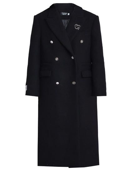 Wool Double-Breasted Long Coat