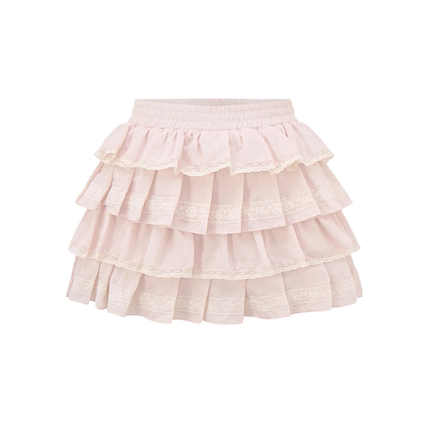 Peach Lace Doll Collar Blouse Set-Up