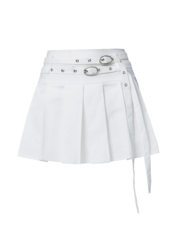 Hot Girl Suspender Skirt + Pleated Skirt + Shirt