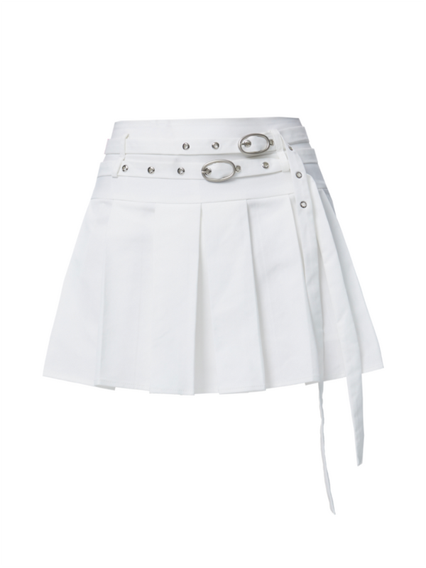 Hot Girl Suspender Skirt + Pleated Skirt + Shirt
