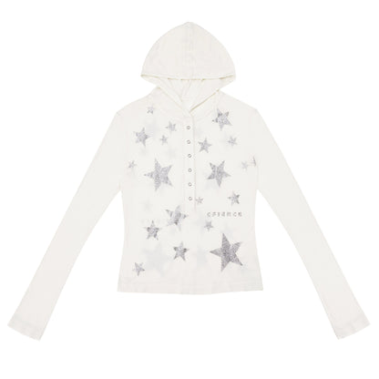 Pentagram Print Long-Sleeved Top