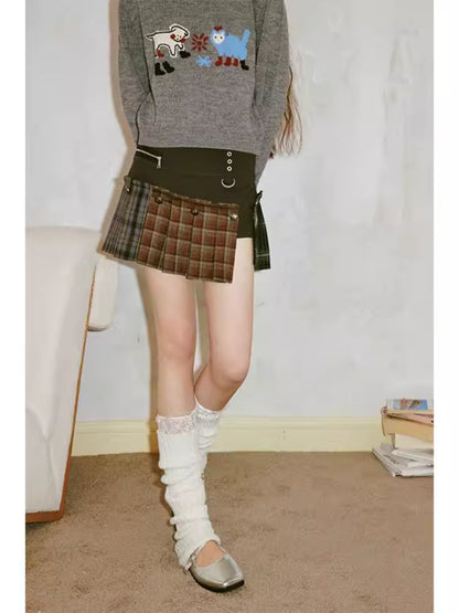 A-line pleated short skirt