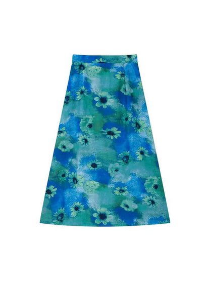 Printed casual A-line skirt