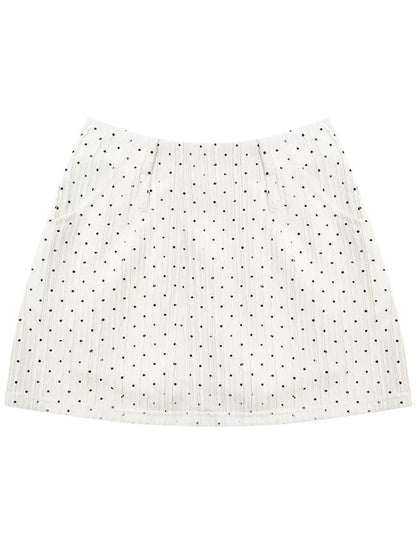 High waist slim A-line polka dot skirt