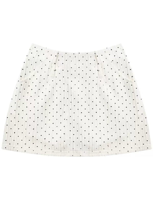 High waist slim A-line polka dot skirt