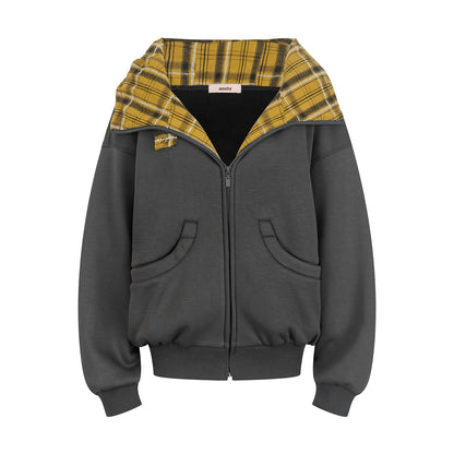 Sweet Lazy Plaid Sweatshirt Jacket