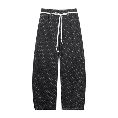 Detachable Skirt Polka Dot Jeans