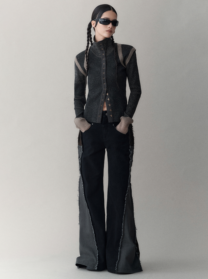 panelled wide-leg pants