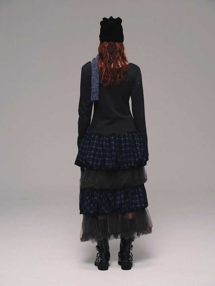 Blueberry plaid cake skirt