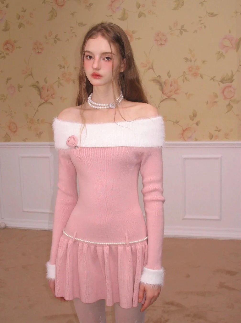 Ballet sweet mink knit dress