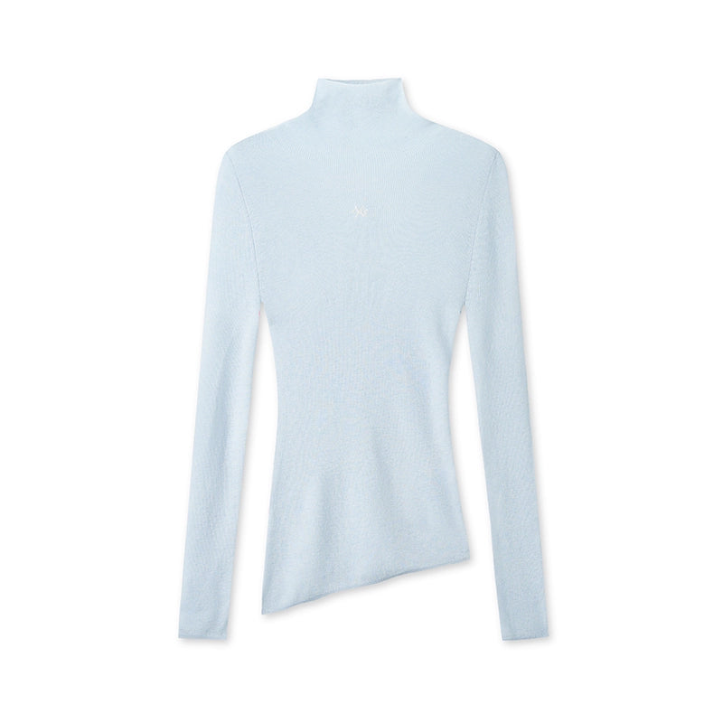 High Neck Long Sleeve Knit Wool Top