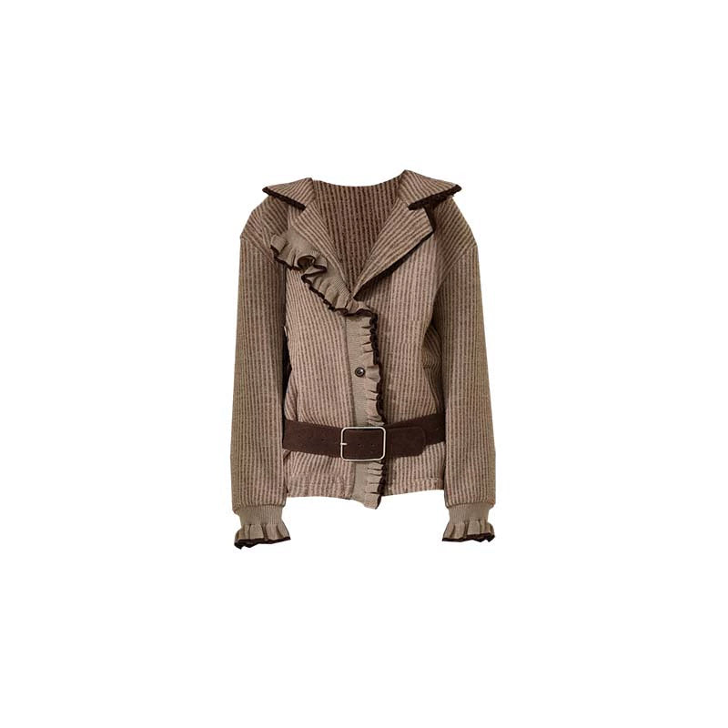 Original Striped Fleece Knitted Jacket