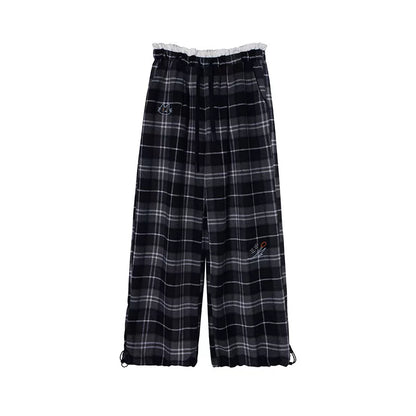 Bestickte Wollhose mit Karomuster