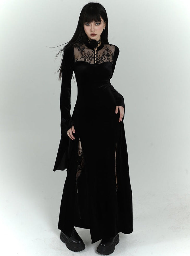 Gothic Velvet Drapy Long Dress