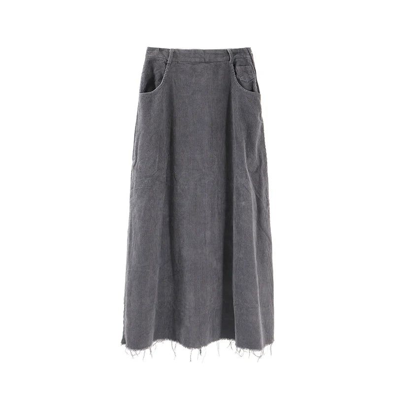 Tasseled raw A-line skirt