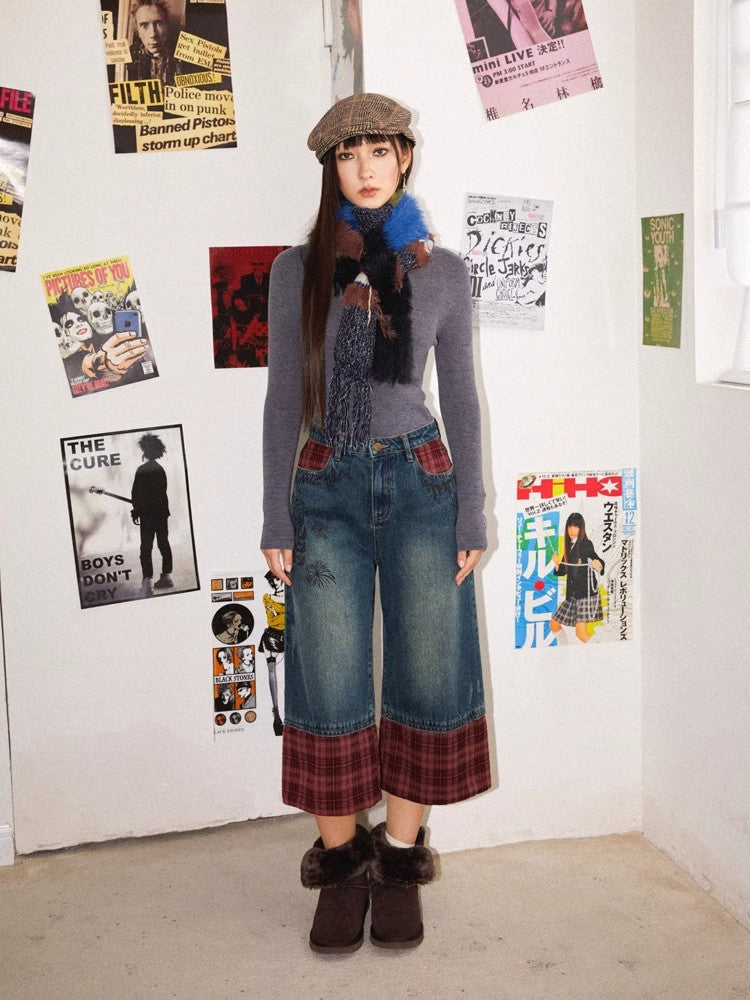 Plaid cropped pants