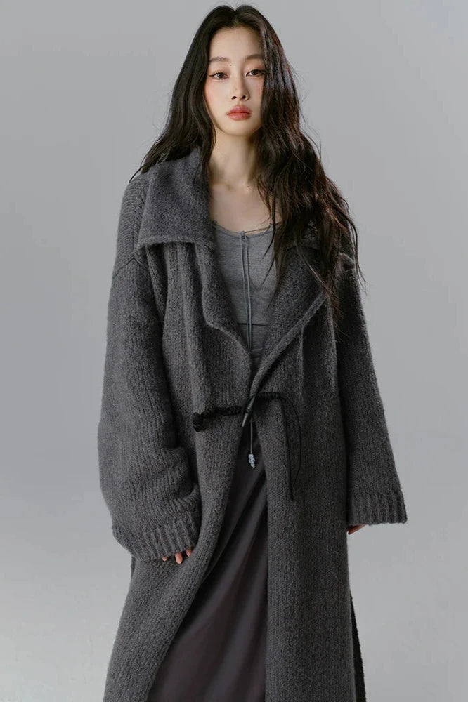 Large Lapel Wool Knitted Jacket