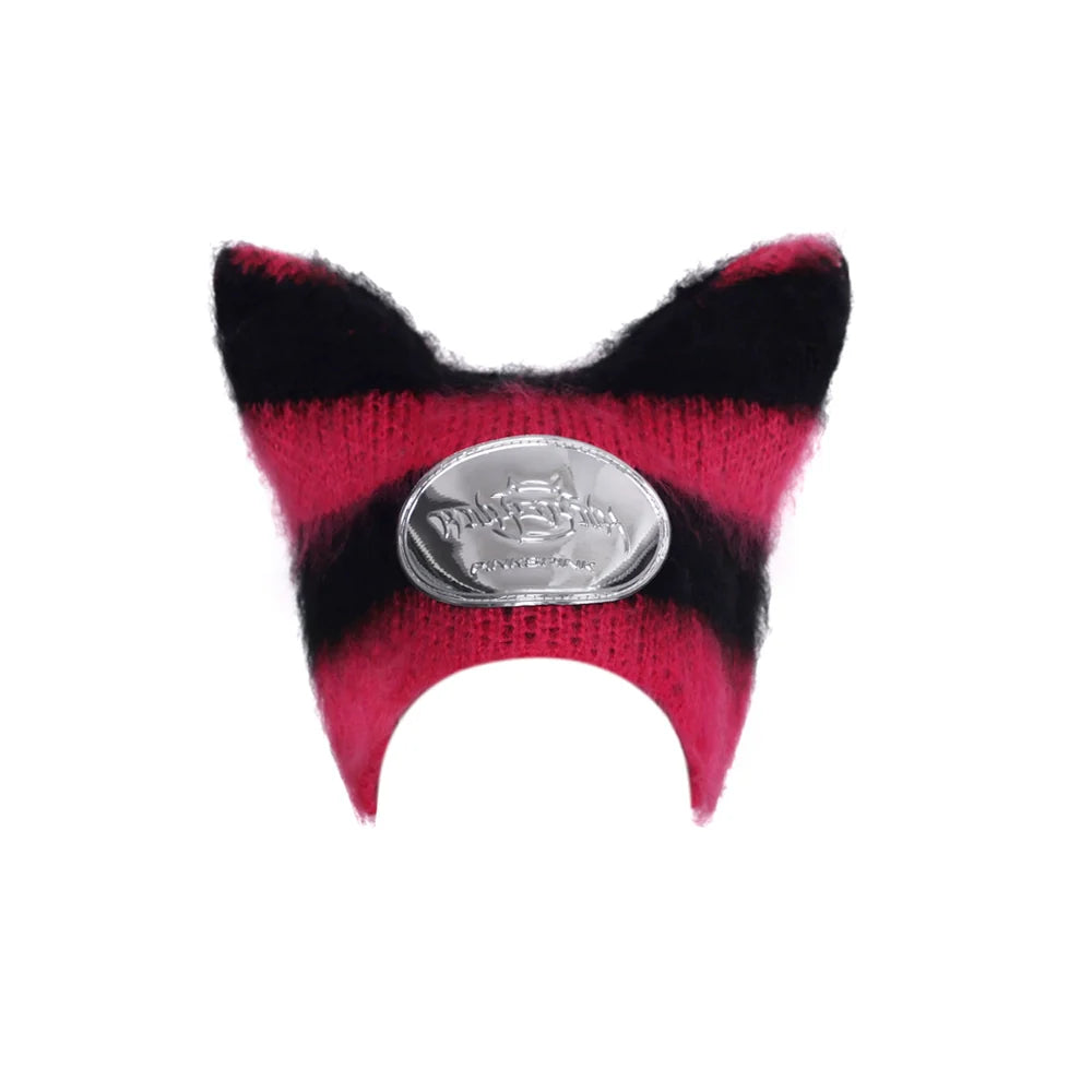 Striped Little Devil Cat Star Man Knit Hat