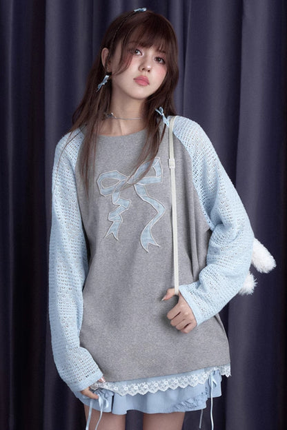 Dreamy Gentle Gray Blue Long Sleeve Top