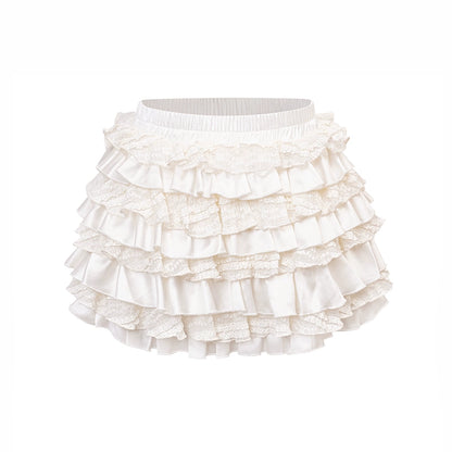 Off-White Satin Lace Skirt