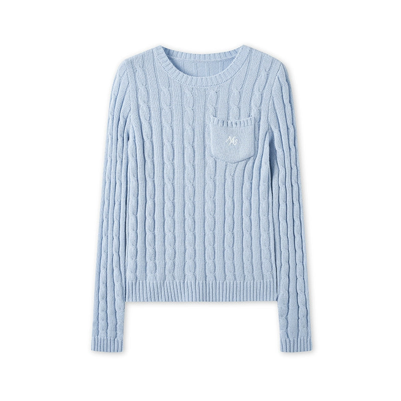 Cashmere Wool Cable Knit Top