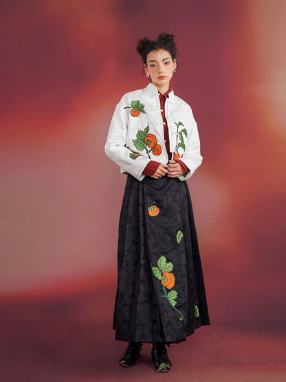 Chinese embroidery satin skirt