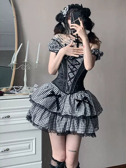 Plaid corset dress