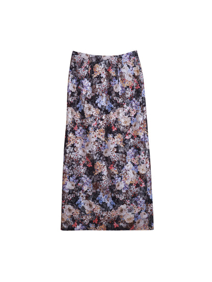 Gold Floral Pleated Skirt
